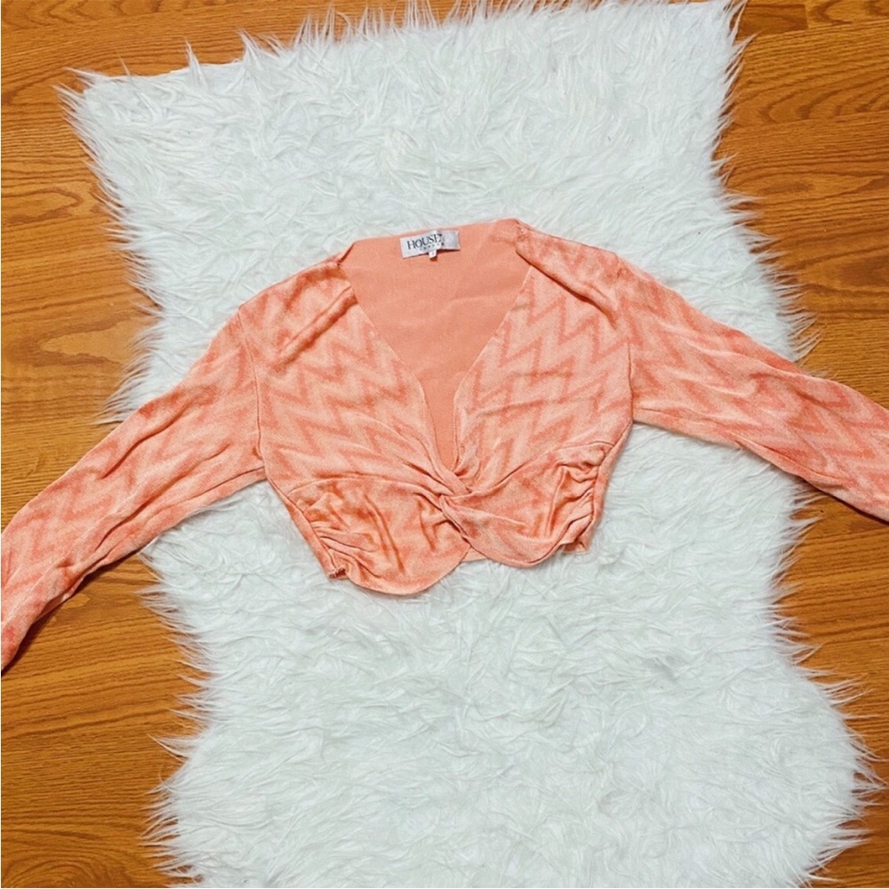 House of CB Salmon Chevron Crop Top